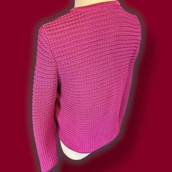 NWT Talbots ‘Kate’ Woven Lady Cardigan in Fucshia Purple Size Small Petite - Picture 8 of 15